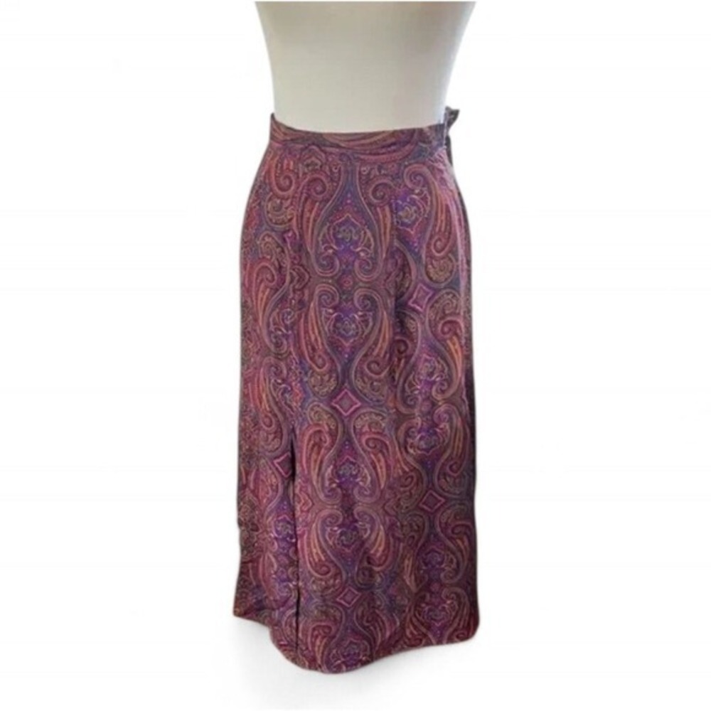 Vintage Purple Paisley Maxi Skirt 70s Boho Whimsigoth High Waist Small